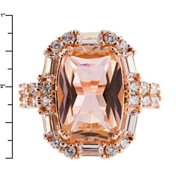 Pink And White Cubic Zirconia Morganite Rose Gold Over Sterling Silver R… - Picture 4 of 4